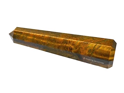 Image of Amazing Gemstone Tiger Eye Crystal Towers, Natural Healing Crystal Point Obelisk for Reiki Healing and Crystal Grid (3 inch to 4 inch INCH)