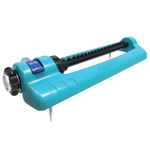 Image of Aqua Joe Oscillating Sprinkler with Adjustable Spray, 18 Clog-Resistant Nozzles, Standard Base w /Metal Ground Spike, 3700 Square Foot Coverage