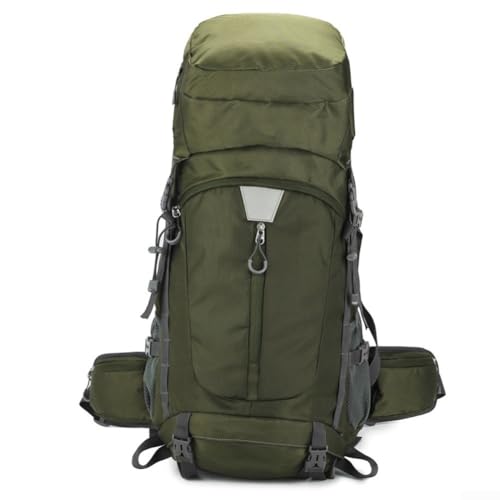 Mochila de senderismo de 60 litros con material impermeable y cubierta de lluvia para montañismo, camping y viajes, con soporte ergonómico transpirable para la espalda (verde)