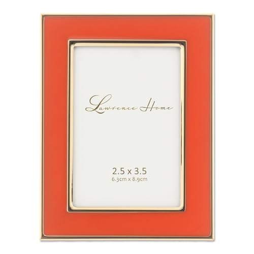 Lawrence Frames 2.5x3.5 Gold Metal Picture Frame - Polished Enamel - Orange