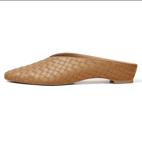 Image of Woven Mules for Women Slip on Comfortabke Metallic Slides Ladies Trendy Square Toe Hidden Wedge Mules
