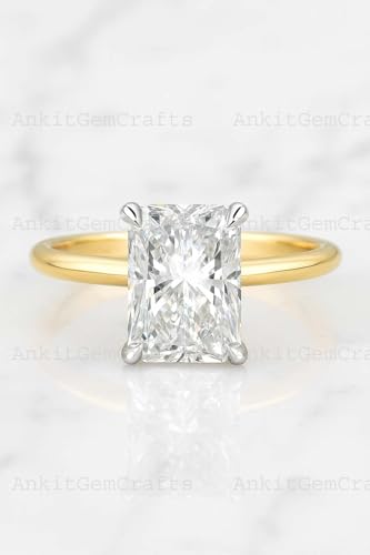 Classic Solitaire 1.5 CT Radiant Cut Moissanite Engagement Ring 14K Yellow Gold with White Prong Setting Fine Jewelry for Women Birthday Gift2