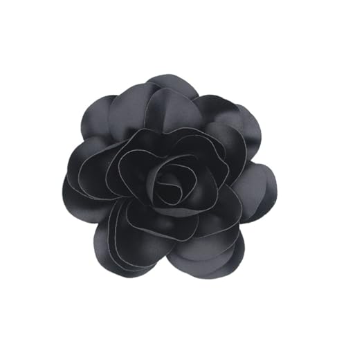 Image of Rose Flower Large Brooch Pin,Vintage Dainty Satin Fabric Camellia Lapel Pins Handmade Big Flower Collar Pins Wedding Party Dance Dress Suit Clothes Accessories Jewelry for Women