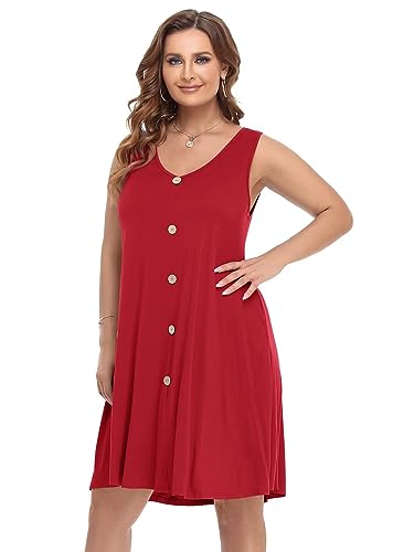 Image of BELAROI Summer Dresses for Women Beach Tshirt Sundress V Neck Casual Swing Tank Dress Swimsuit Cover Ups Pockets
