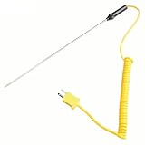 K-Type Thermoelement-Sonde mit Edelstahl-Nadelspitze, 3 mm Durchmesser, 100–500 mm Längenoptionen, 1200 mm Draht für Lebensmittel, Flüssigkeiten, Öle, kompatibel mit K-Typ-Messgeräten (300)