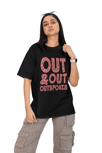 Image of Graphic Printed Baggy Fit Oversized Drop Shoulder Premium Cotton T-Shirt for Women| Typography Print | Relaxed Fit, Trendy and Stylish Streetwear