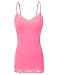 XT1004L Ladies Adjustable Spaghetti Strap Lace Trim Long Tunic Cami Tank Top Rose-Pink XL