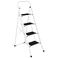 Smartxchoices 4 Step Ladder Folding Step Stool Step Ladder with Wide Anti-Slip Pedal and Handrails Heavy Duty Steel Sturdy 330 lbs Load Portable Steel Step Stool for Kitchen Shop