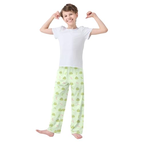 ZZXXB Princess Frog Dragonfly Boys Long Pants Soft Trousers Elastic Waist Kids Lounge Bottoms with Pockets S-XL2
