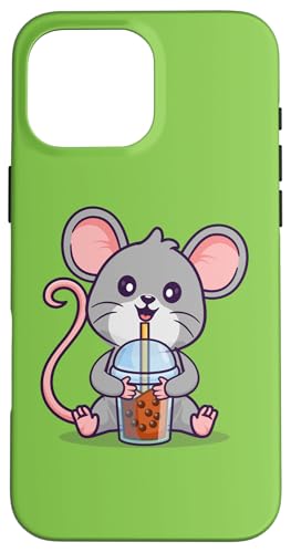 Cute Funny Kawaii Kids Bubble Tea Boba Tea Pet Rat Lover Carcasa para iPhone 16 Pro Max