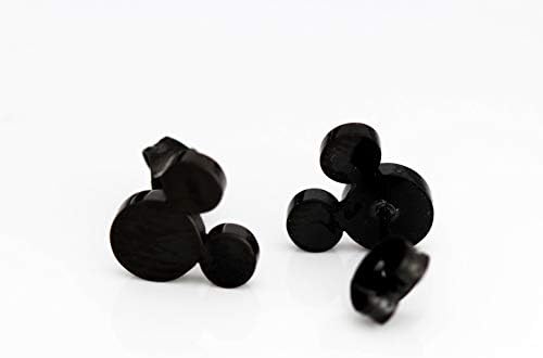 baobei mickey Mouse earrings for women black silver gold Plated stainless steel Small Cartilage stud earrings, Minnie mouse stud earrings for men boy Girls, birthday gift Nickel Free jewellery box