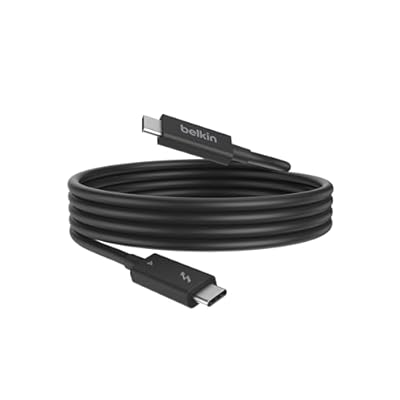 Belkin Thunderbolt 4 Cable (2M, 6.6ft Power Cable), USB-C to USB-C Cable w/ 100W Power Delivery, USB 4 Compliant, Compatible with Thunderbolt 3, MacBook Pro, eCPU, More - Intel Thunderbolt Certified