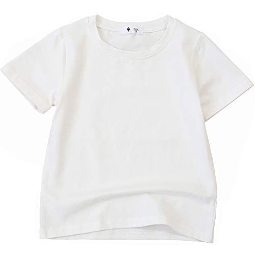 Image of KISBINI Little Girls Boys Short Sleeve T-Shirt Cotton Solid Tees for Toddlers