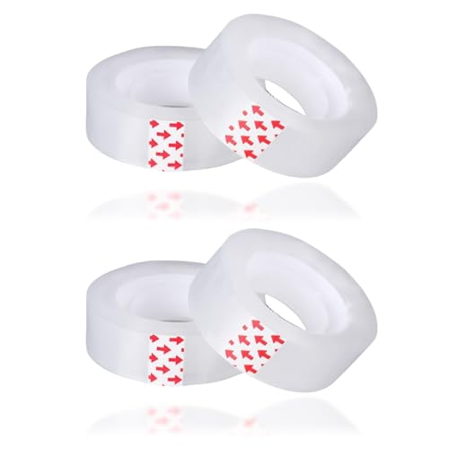 4 Small Clear Tapes, 18mm x 30m Sellotape Rolls Cellotape Small Rolls Refills Transparent Packing Tape Gift Wrapping Tape Invisible Sticky Sellotape for Dispenser Home Office (18mm x 30m/ 4 rolls)