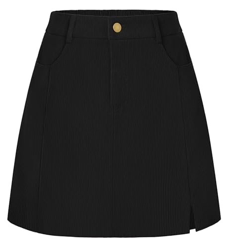 Belle Poque Cordrock Damen Minirock Hoch Tailliert A-Linie Wickelrock...