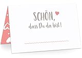 KAWAI-KAMI Tischkarten Platzkarten Namenskarten für Hochzeit Geburtstag Feier Taufe Kommunion Konfirmation Firmung Jugendweihe, 50 Stück Premium Qualität, Herz-Dekor, Coral Love (Rot)