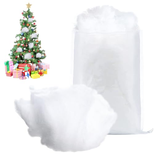 QIMMU Neige Artificielle,Fausse Neige,140g Neige en Coton Moelleux,Neige Artificielle Décorative,Neige cotonneuse,Coton Fausse Neige,pour Bricolage pour Sapin de Noël,Village d'hiver