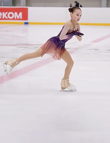 Image of Women Mesh Tights for Figure Ice Skating with Seam over the Heel of the Boot