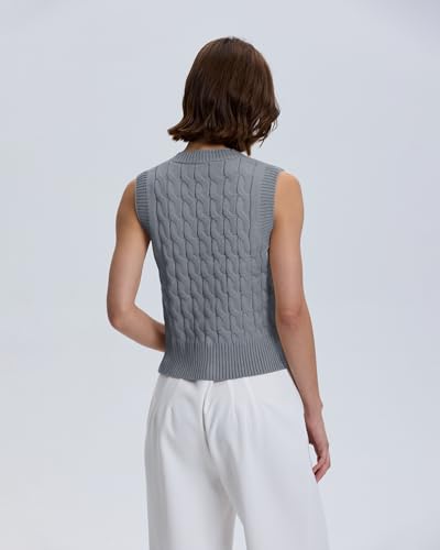 Locachy Women's V Neck Sleeveless Cable Knit Sweater Vest Soft 2025 Summer Button Front Cardigan Tank Tops2