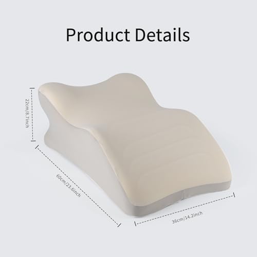 Reading Prone, Ergonomic Back Support Pillow for Bed Sitting Up Prone Pillow Face Down Sleep, Resting, Relaxing Back Pain Relief, White - Image 3