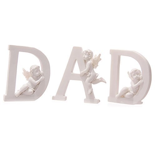 Set of 3 Angel Cherub DAD Letters Ornaments Figures Grave Memorial by Funky Gadget Store