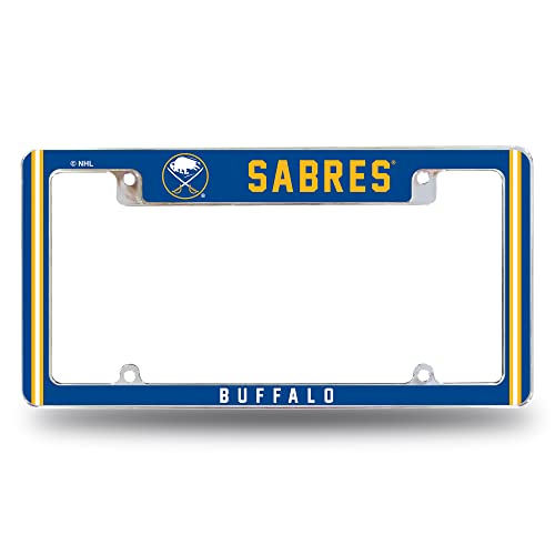 Rico Industries NHL Buffalo Sabres Classic 12" x 6" Chrome All Over Automotive License Plate Frame for Car/Truck/SUV