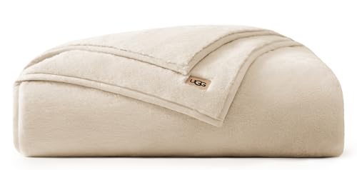 UGG Cobertor Twin Faux Fur – Cobertor de pelúcia macia aconchegante tamanho solteiro para decoração de quarto, dormitório e apartamento, areia clara creme, 172,7 cm x 233,7 cm (Marcella)
