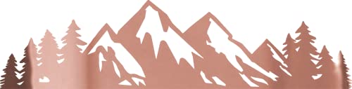 Image of Mountain Tree Forest Vinyl Decal for Car (Rose Gold) (Set of 2) RV Camper Waterproof Small Mountain Car for Bumper Door Panel Car Decal Laptop Tuber Wall Window Phone Mug Accessory Decoration