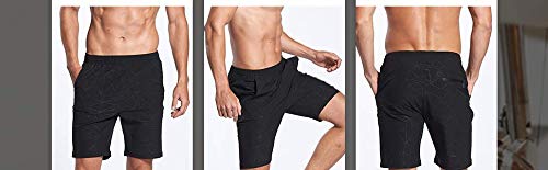 LTIFONE Mens Shorts Gym Training Bodybuilding Exercise Shorts Lightweight Quick Dry Spandex Mens Active Workout Shorts Athletic Summer Shorts(Blue,XXL) - Thumbnail 3