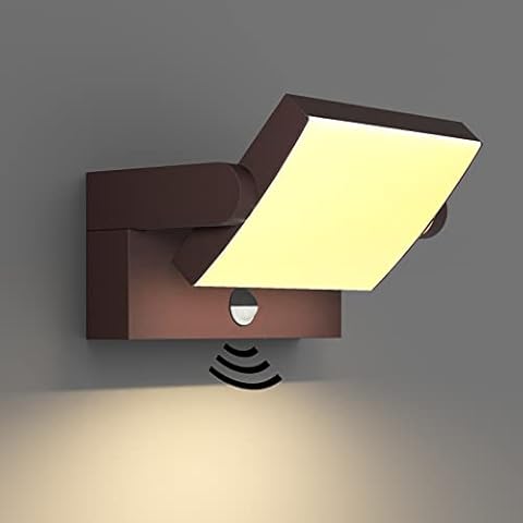 Klighten Lámpara Exterior con Sensor de Movimiento y Panel LED Ajustable, 24W Cover