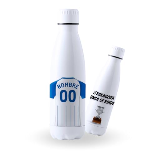 DEREGALOOS Botella Acero Inoxidable 700ml Personalizada con Nombre Zaragoza. Botella Deportiva para Aficionados. Hidratación Escolar Gimnasio...