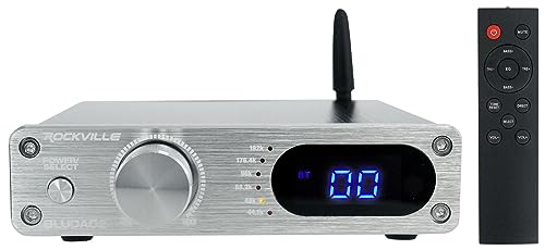 Rockville BLUDAC2S 100W Hi-Res 192K Amplifier Bluetooth Receiver Optical/Sub Out, Wireless Streaming, Compact Design, Audio, for Home Theater and Music Enthusiasts
