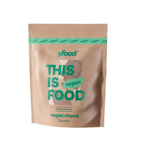 yfood Trinkmahlzeit Vegan Choco – 12 Mahlzeiten à 400 kcal in Pulverform – 26 g Protein, Vitamine & Mineralstoffe - Geschmack: Schokolade (vegan)