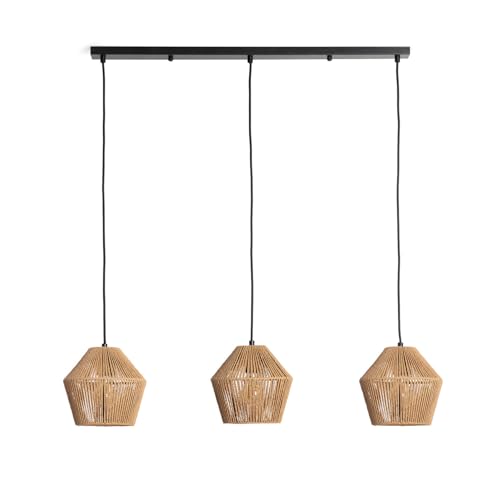 LEDKIA LIGHTING Lámpara Colgante Papel Trenzado Kirito 3 Focos Natural E27