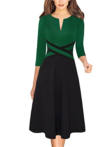 Image of VFSHOW Womens Front Zipper Work Business Casual Office Church A Line Dress