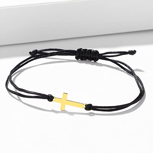 Bracelet croix Jésus réglable anti-perte cordon tressé solide - 2