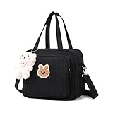 CMANLNYK Baby Changing Bag with Cute Charm - Comfort Cloth Baby Nappy Changing Diaper Travel Tote Pram Bag for Mum Mother (Black)
