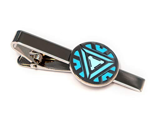SharedImagination Iron Man Arc Reactor Tie Clip, Avengers Iron Man Cufflinks, Arc Reactor Jewelry, Marvel Ironman Tie Tack Present, Cuff Links Wedding Party Groomsmen Jewelry Gift