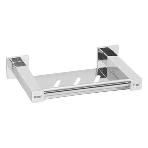 Image of Ruhe Stellar Stainless Steel Soap Dish | Wall Mounted |Single Soap Dish Holder | Soap Dish Holder for Bathroom and Kitchen |Bathroom Organizer| Soap Try for Bathroom Accessories |Chrome Finish