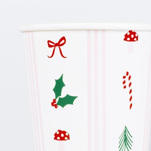 Meri Meri Christmas Party Cups (Pack of 8), Dispoable Paper Christmas Cups, 9oz., Sized for Kids & Adults, Ideal for Hot or Cold Party Drinks