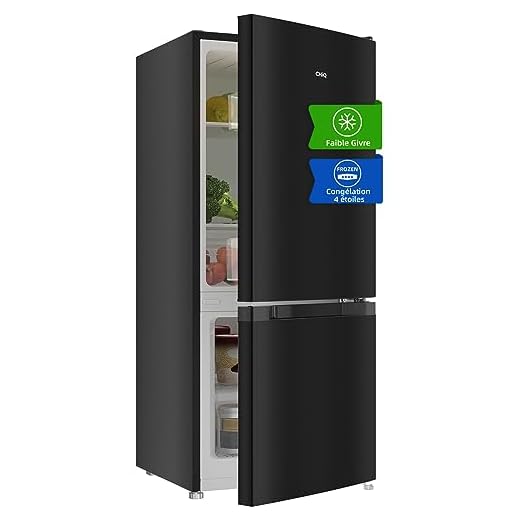 CHIQ Réfrigérateur congélateur bas 117 litres, 39dB, Commande électronique, Acier noir, Rangement de tri, Dégivrage manuel facile