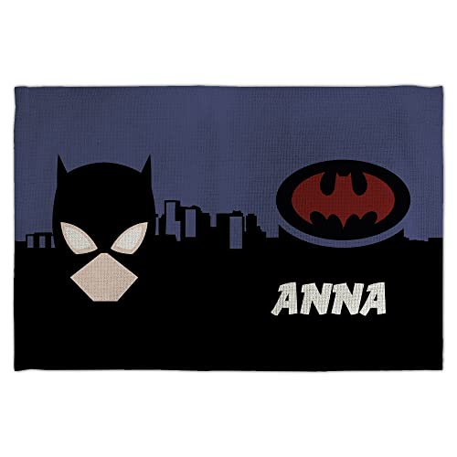 LolaPix Mantel Individual Tela. Mantel Infantil Personalizado con Nombre. Superheroes. Mantel de Tela Poliester con Textura Tipo Lino. 45x30 cm. Regalos Pesonalizados. Varios Diseños. Bat Woman