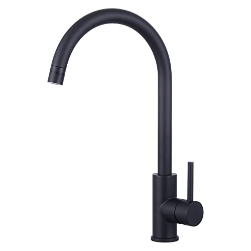 Grifo de cocina negro Woen-Flow 360° giratorio de cocina con 2 tipos de chorro, grifo mezclador monomando cocina de acero inoxidable, grifo de cocina, grifo de fregadero, color negro mate Cover
