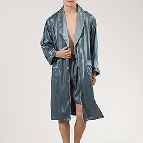Bath Robe for Men 2024 Fashion Solid Satin Pajama Robe Lightweight Mid Length Wrap Style Kimono Spa Bathrobe 20244