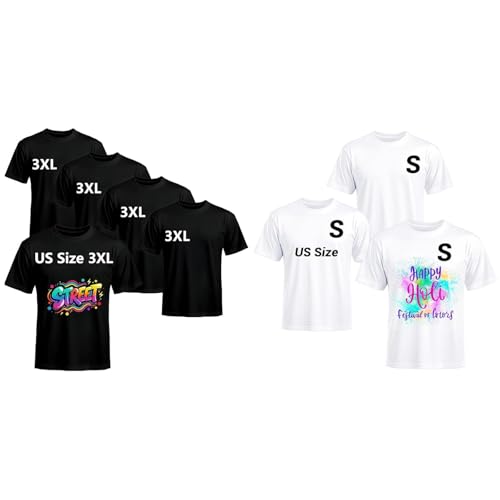 Joyclub Bundle of 5 PCS Black Blank t Shirts and 3 PCS White Polyester T Shirts