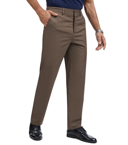 Image of Men's Tall Classic Fit Flex Flat Front Dress Pants Formal Pants for Business & Office