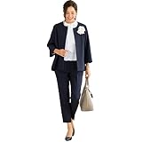 [アッドルージュ] スーツ レディース フォーマル オーバージャケット テーパードパンツ 2点セット 洗える セレモニー大きいサイズ 体型カバー 【b5043-5044】 LL [テーパード] ネイビー