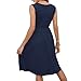 KAJXZ Women's Summer Dresses Casual Sleeveless V Neck Button Down Midi Dress Fashion Loose Swing Tank Dresses with Pockets Navy