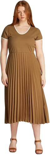 Tommy Hilfiger Damen Kleid Contrast Soft Fit & Flare, Braun (Hickory), 50 – Ansicht 1