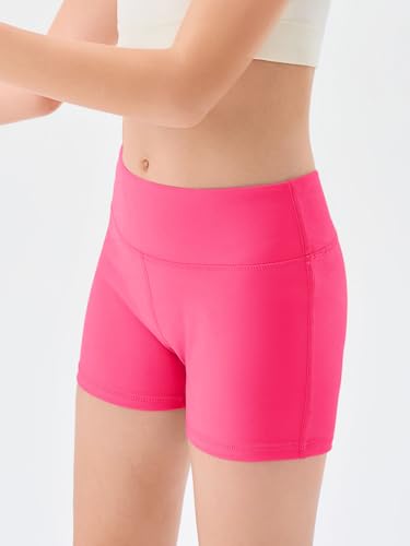 Image of Haloumoning Girls Athletic Shorts Kids High Waisted Yoga Dance Biker Shorts Comfy Gymnastics Shorts 5-14Y